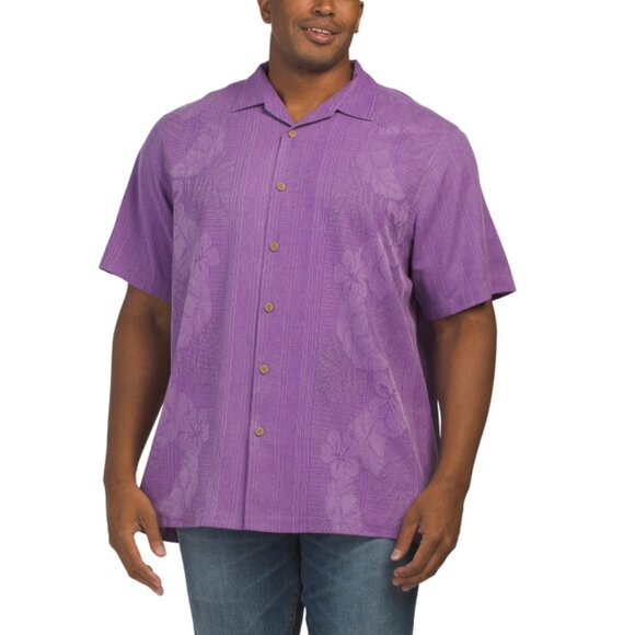 TOMMY BAHAMA Lavender Big And Tall Silk Bali Border Shirt